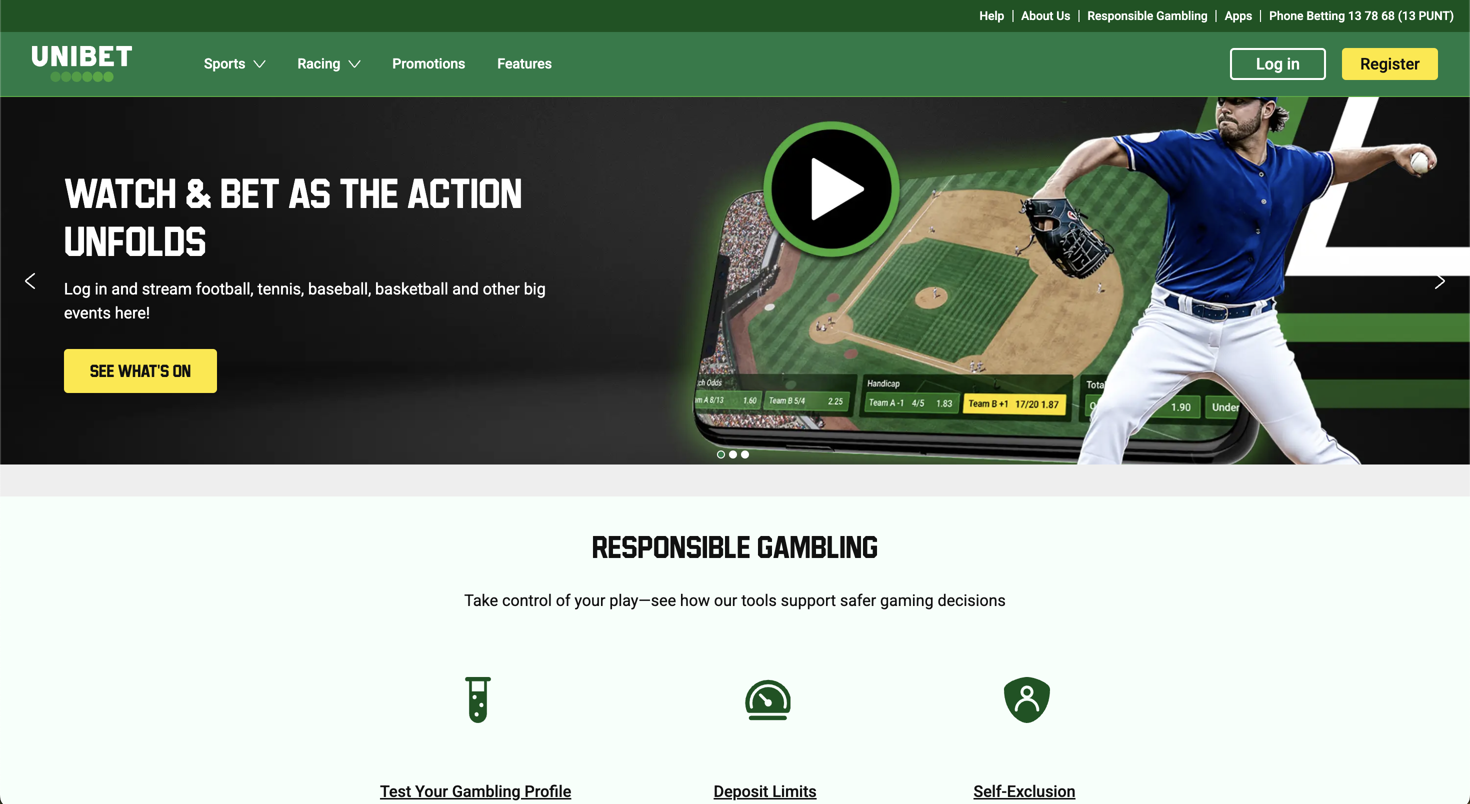 Unibet interface